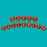 Happy Halloween Text On Balloon Head Character vector