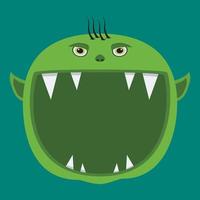 Big Goblin Character Head  and Open mouth , Vector and Illustration.