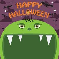 Halloween Character Design. With Goblin Character. Big Face and Open Mouth. In Gravefield vector