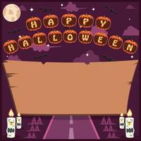 Halloween Holidays invitation or greeting card with word on Pumpkin Head Character vector