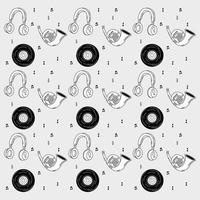 vinilos y patrón de auriculares vector