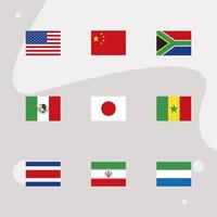 nine countries flags vector