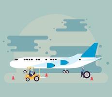 airplane and airline workers vector