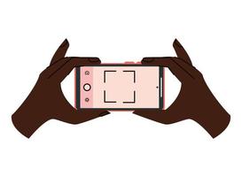 hand using smartphone taking photo vector