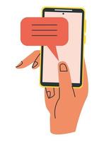 hand using smartphone chatting vector