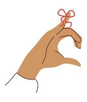 hand with red ribbon vector