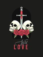 skulls and sword vector