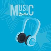 headphone poster blue background vector