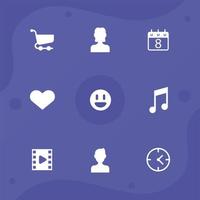 nueve iconos de redes sociales vector