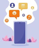 smartphone and social network vector