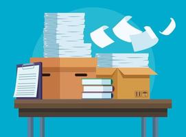 paperwork documents in desk vector