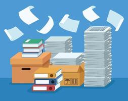 pile documents in boxes vector