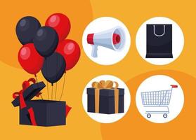 five black friday icons vector