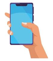 hand lifting smartphone vector