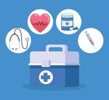 four medical healthcare icons vector