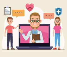 telemedicine in laptop technology vector