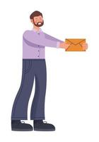 man lifting envelope mail vector