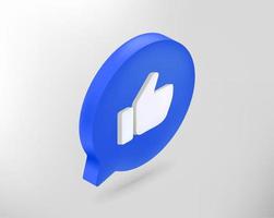 Speech balloon with thumbs up shape. Social media pin. Vector 3d style illustration