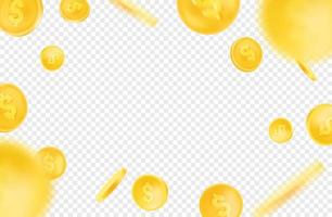 Gold coins radial explosion. Vector objects on transparent background