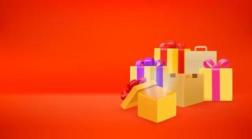 Vector banner with gift boxes and copy space