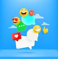 Social media communication vector concept with speech bubbles