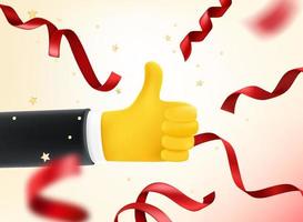 Thumbs up cute cartoon 3d style vector