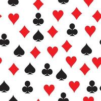 Playing Card Diamond, Flower, Spade and Heart Symbols Seamless Background Pattern vector