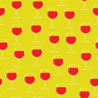 Red Wine Glass on Gold Background Color Seamless Pattern vector