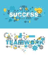 Set of modern vector illustration concepts of words success and teamwork