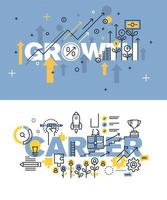 Set of modern vector illustration concepts of words growth and career