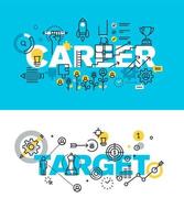 Set of modern vector illustration concepts of words career and target