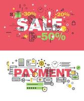 Set of modern vector illustration concepts of words sale and payment