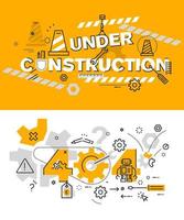 Set of modern vector illustration concepts of words under construction and 404