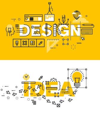 Set of modern vector illustration concepts of words design and idea
