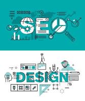 Set of modern vector illustration concepts of words seo and design