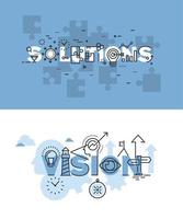 Set of modern vector illustration concepts of words solutions and vision