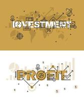 Set of modern vector illustration concepts of words investment and profit