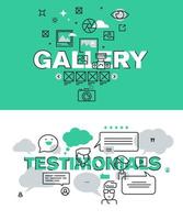Set of modern vector illustration concepts of words gallery and testimonials