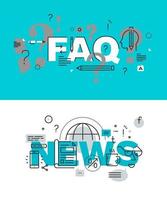Set of modern vector illustration concepts of words faq and news