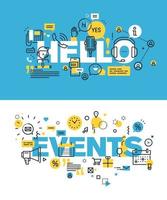 Set of modern vector illustration concepts of words hello and events