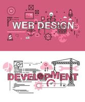 Set of modern vector illustration concepts of words web design and development