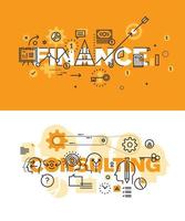 Set of modern vector illustration concepts of words finance and consulting