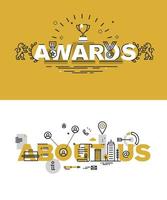 Set of modern vector illustration concepts of words awards and about us