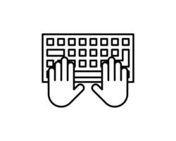 manos escribiendo en el icono de vector de teclado en el significado de programación informática