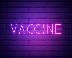 Vaccine, Coronavirus. Concept inscription typography design logo. Neon icon. Vector illustration.