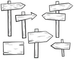 Set of wooden pointers sketch hand drawing vector