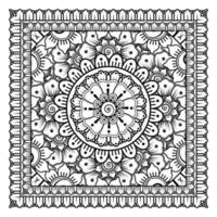 flor mehndi para henna, mehndi, tatuaje, decoración. adorno decorativo en estilo étnico oriental, adorno de doodle, dibujo a mano de contorno. página de libro para colorear. vector