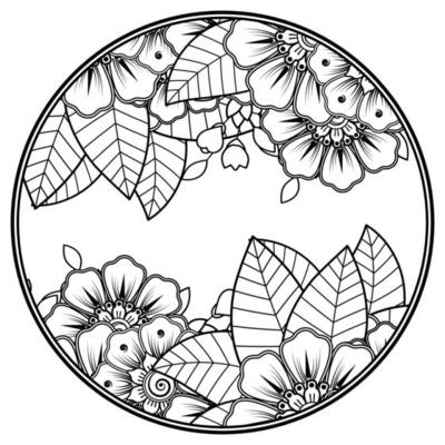 mehndi flower for henna, mehndi, tattoo, decoration. Decorative ornament in ethnic oriental style, doodle ornament, outline hand draw. Coloring book page.