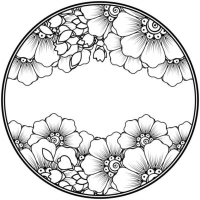 mehndi flower for henna, mehndi, tattoo, decoration. Decorative ornament in ethnic oriental style, doodle ornament, outline hand draw. Coloring book page.