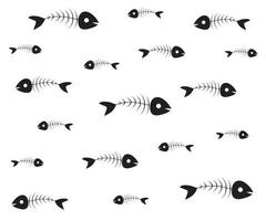 black and white seamless pattern with fish skeletons vector